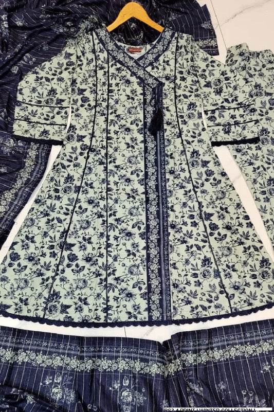 Pakistani women's lawn A-Line printed casual shirt side view