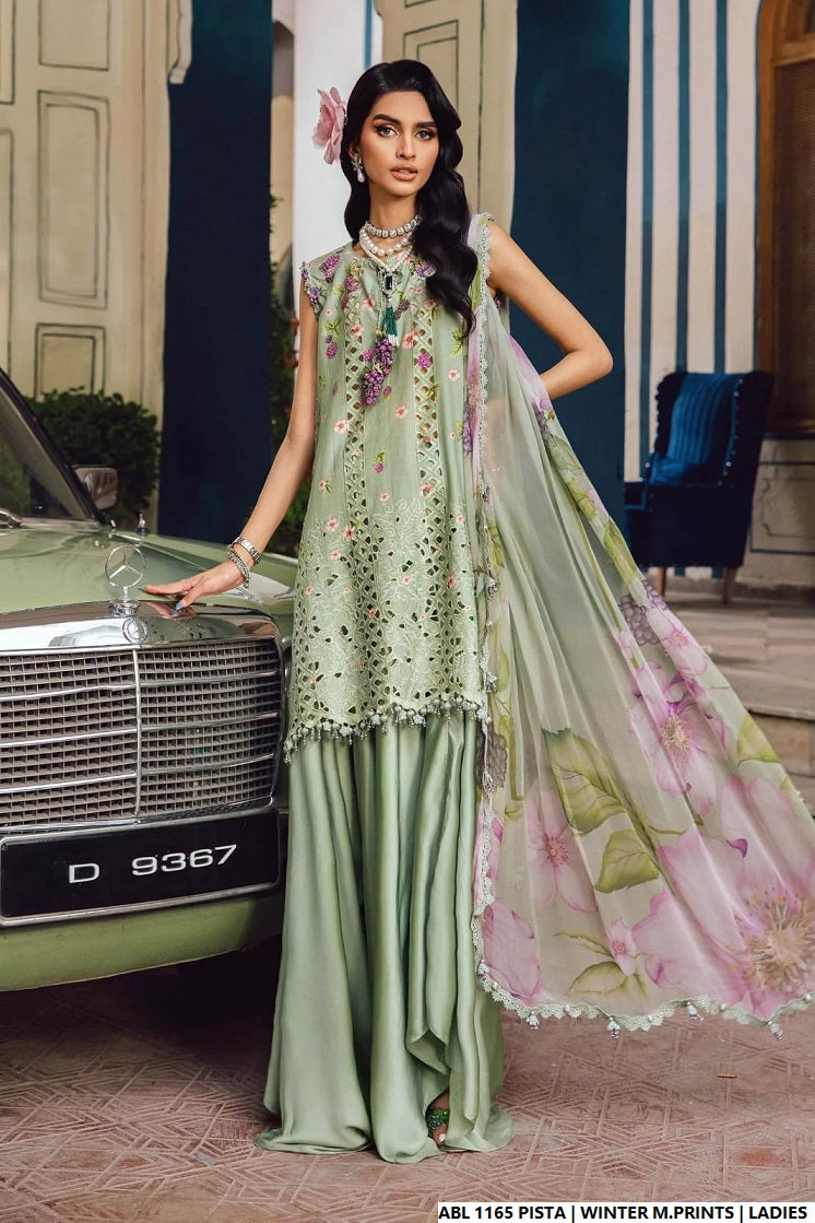 Printed lawn straight shirt - Pakistani women's casual summer outfit with lawn trouser and digital print dupatta front view
