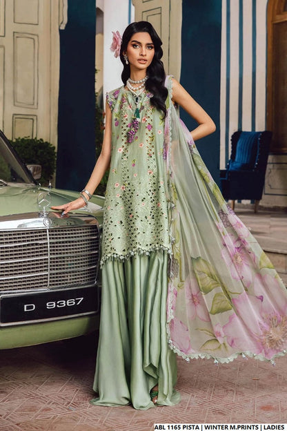 Printed lawn straight shirt - Pakistani women's casual summer outfit with lawn trouser and digital print dupatta front view