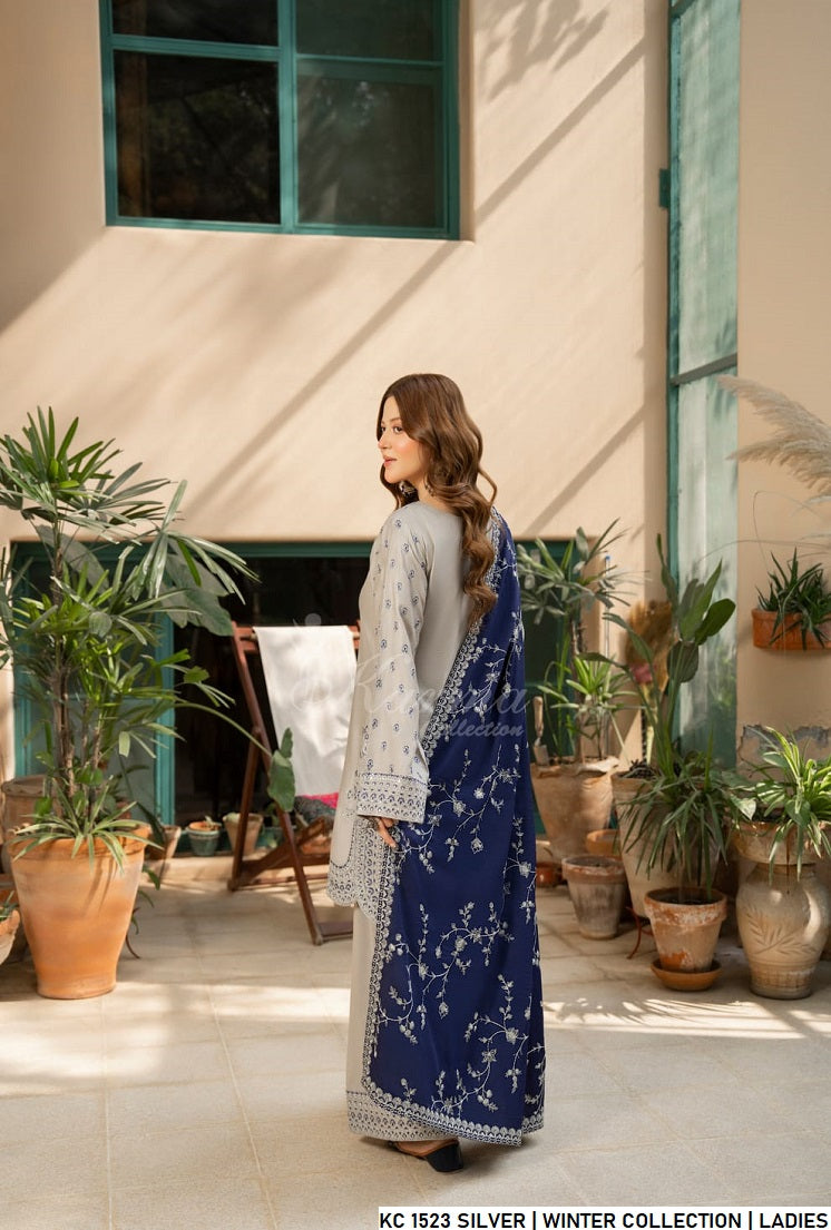 Silver grey silk Pakistani women's short shirt side view