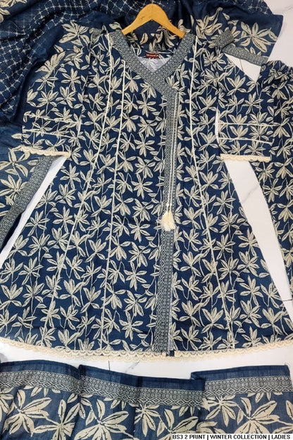 Pakistani women's lawn A-Line printed casual shirt side view