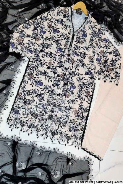 Pakistani women's chiffon A-Line printed shirt full view