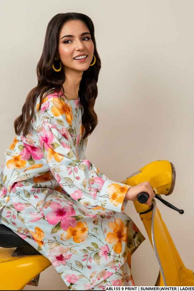 Pakistani women's lawn 2-piece printed casual suit side view