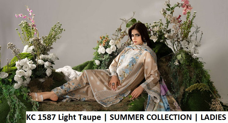 KC Ayra 1587 Light Taupe - Light Taupe Embroidered 3-Piece Women's Pakistani Suit