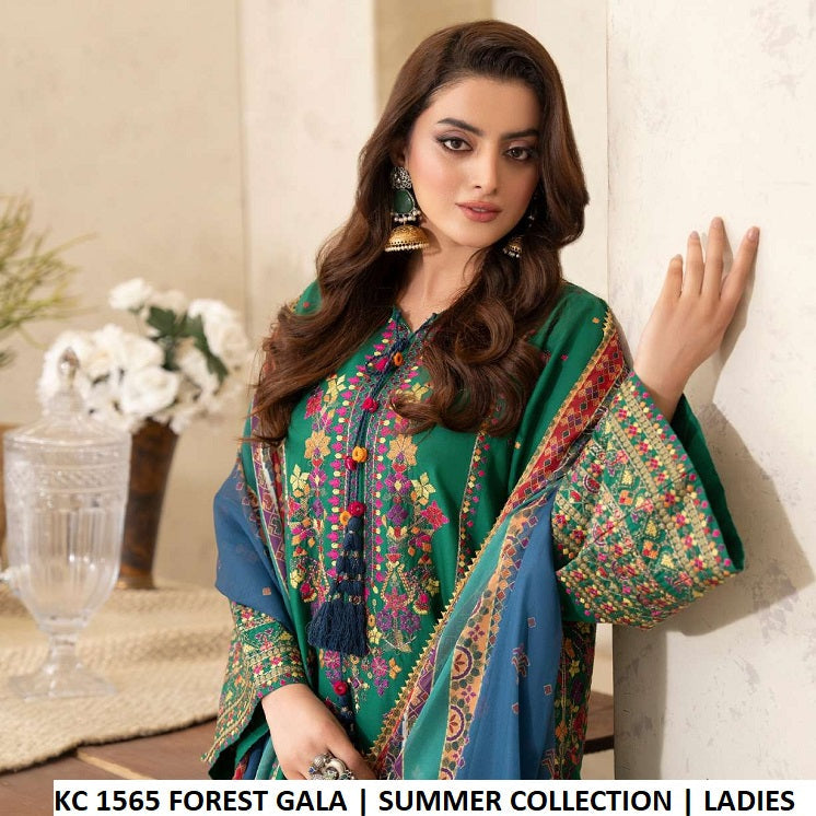 KC TABEER 1565 FOREST GALA - Forest Cotton 3-Piece Suit