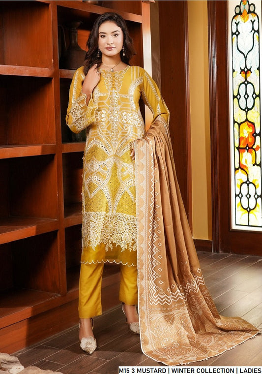 Lawn A-Line shirt mustard yellow - Pakistani women's casual summer outfit with cotton trouser and lawn dupatta front view