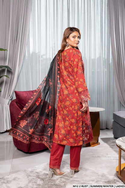 Pakistani women's lawn A-Line printed casual outfit full view
