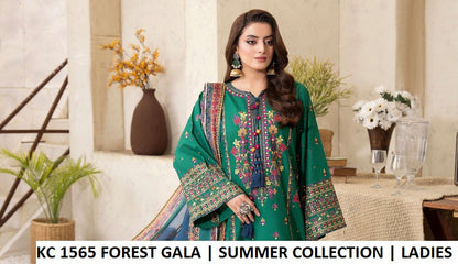 KC TABEER 1565 FOREST GALA - Forest Cotton 3-Piece Suit