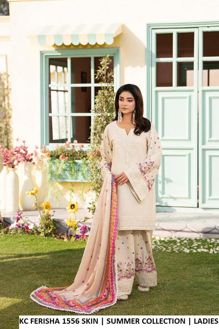 Cotton short shirt farshi shalwar skin - Pakistani women's traditional casual outfit with deep chiffon dupatta front view