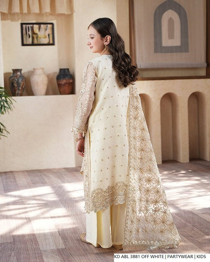 Pakistani girls off white chiffon frock full view