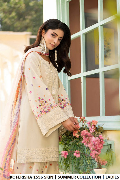Pakistani women's skin cotton short shirt farshi shalwar detail view