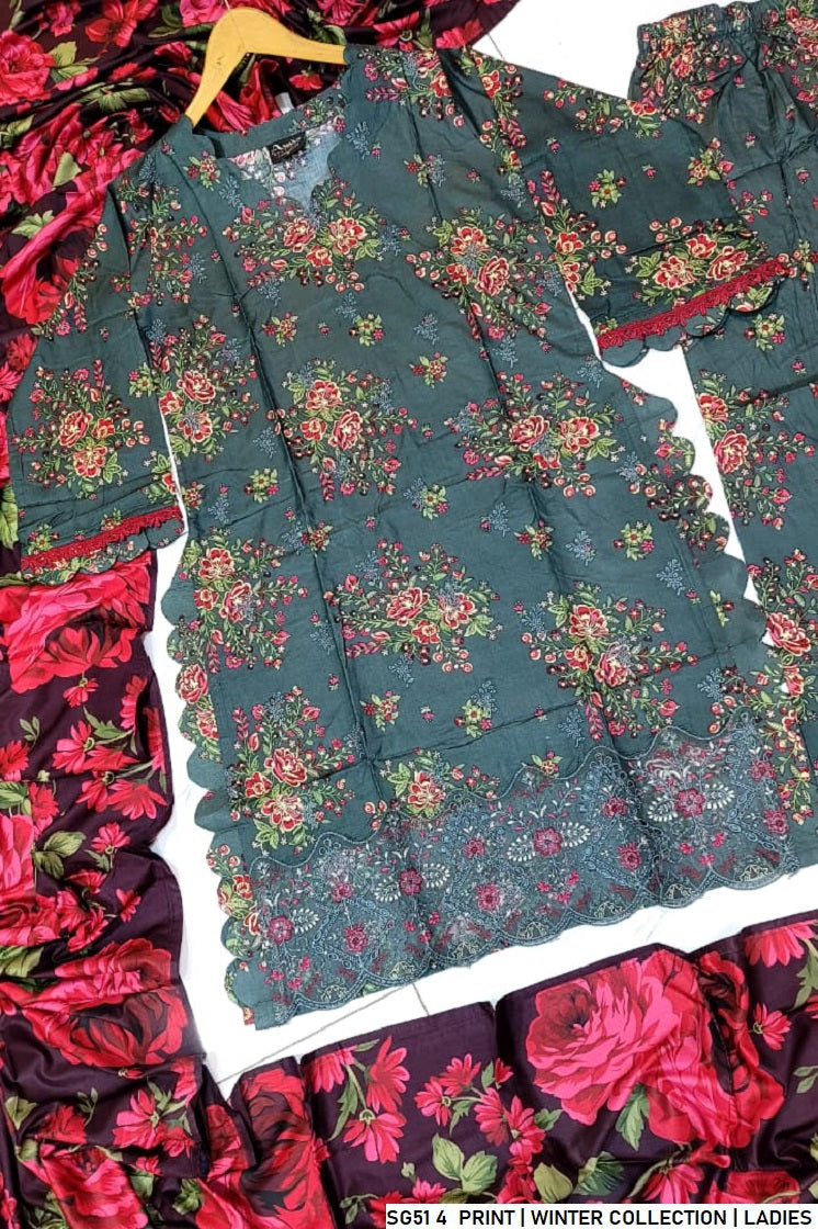 Pakistani women's lawn A-Line printed casual outfit full view