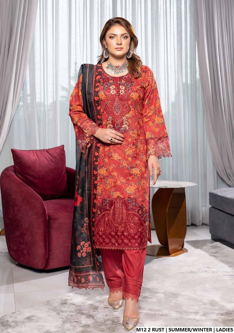 Pakistani women's lawn A-Line printed casual outfit back view