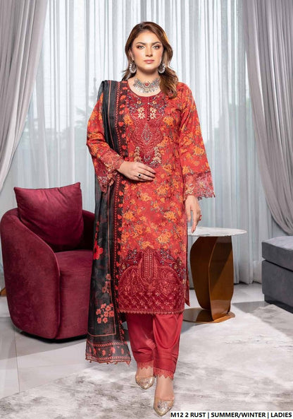 Pakistani women's lawn A-Line printed casual outfit back view