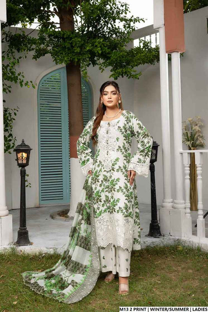 Pakistani women's lawn A-Line printed casual outfit detail view