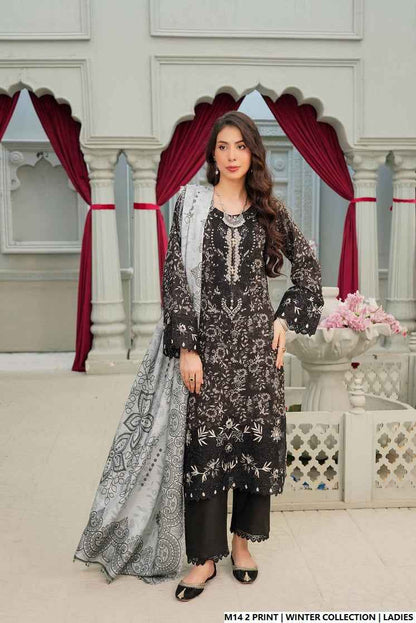 Lawn A-Line printed shirt - Pakistani women's casual summer outfit with cotton trouser and lawn dupatta front view