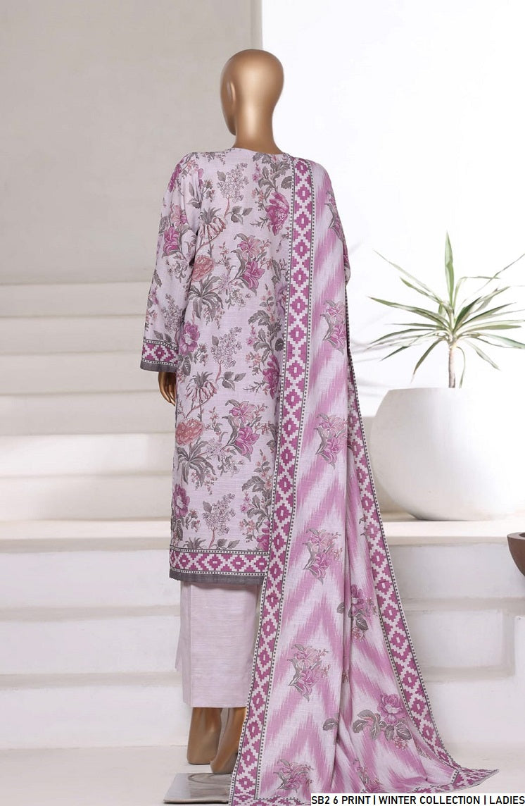 Pakistani women's lawn A-Line printed casual outfit back view