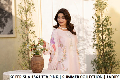Pakistani women's tea pink cotton short shirt farshi shalwar back view