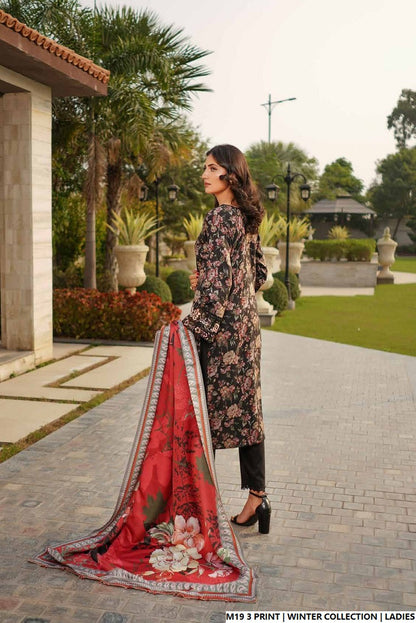 Pakistani women's lawn A-Line printed casual outfit back view