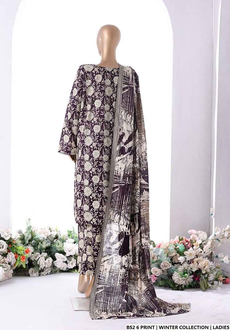 Pakistani women's lawn A-Line printed casual outfit back view