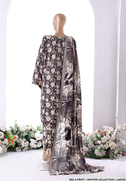 Pakistani women's lawn A-Line printed casual outfit back view