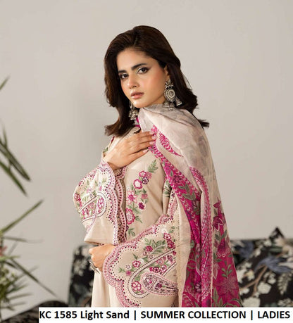 KC Ayra 1585 Light Sand - Light Sand Embroidered 3-Piece Women's Ready to Wear Pakistani Suit