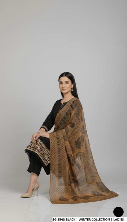 Black lawn Pakistani women's A-Line casual shirt side view