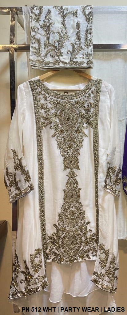 PNW 512 Pakistani women's chiffon gown frock full view