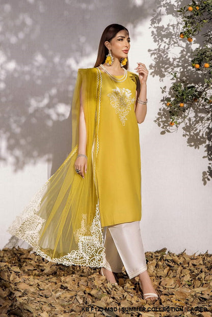 KB F123 Pakistani women's pure cotton lawn outfit detail view