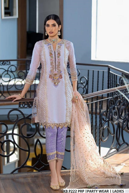 KB P222 pure resham Pakistani women's embroidered formal outfit back view