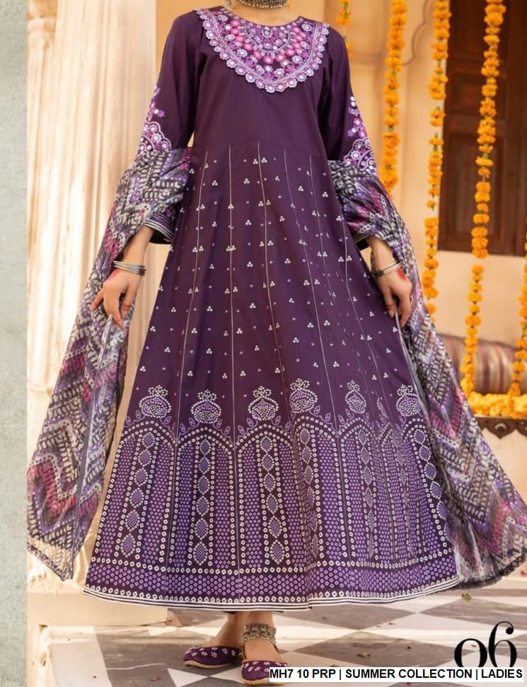 MH7 10 Pakistani women's cotton casual frock shirt back view