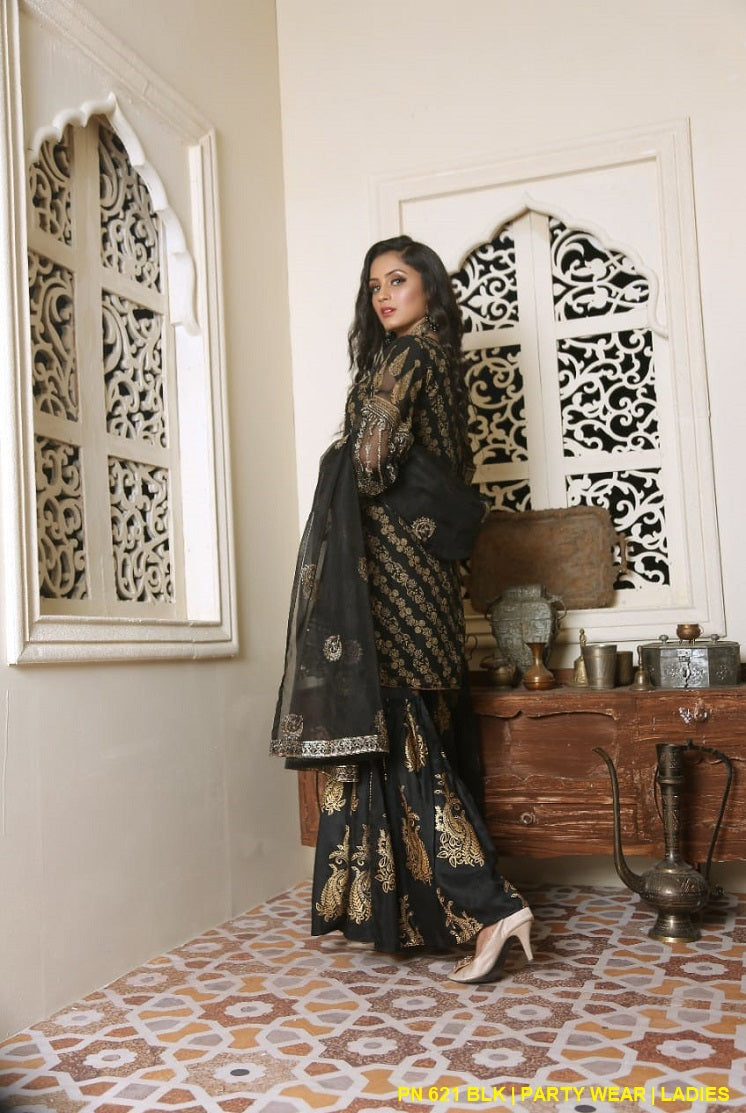 PNW 621 Pakistani women's chiffon gharara full view