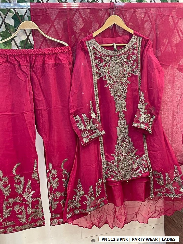 PNW 512 Pakistani women's chiffon gown frock detail view
