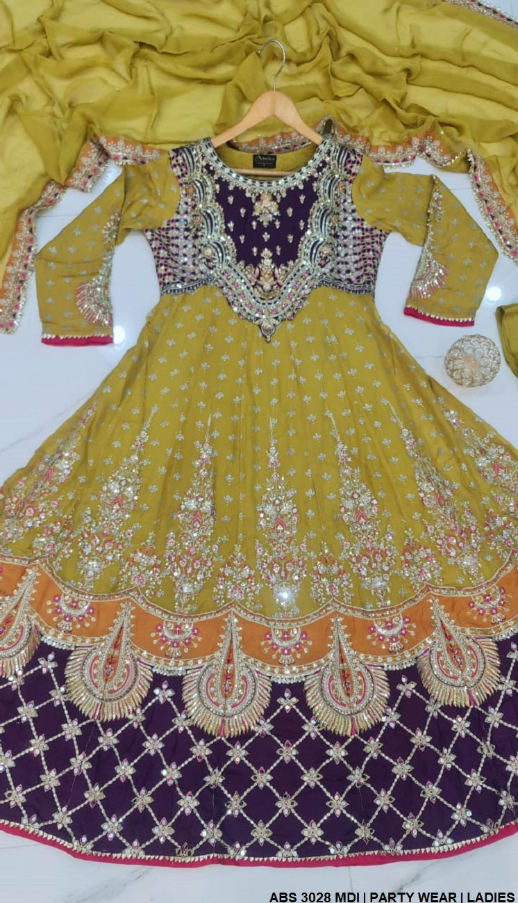 ABS 3028 Pakistani women's chiffon formal maxi full view