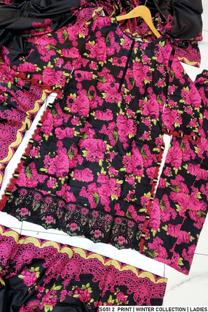 Pakistani women's lawn A-Line printed casual outfit back view