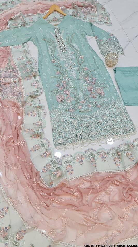 ABL 3811 chiffon Pakistani women's straight shirt side view