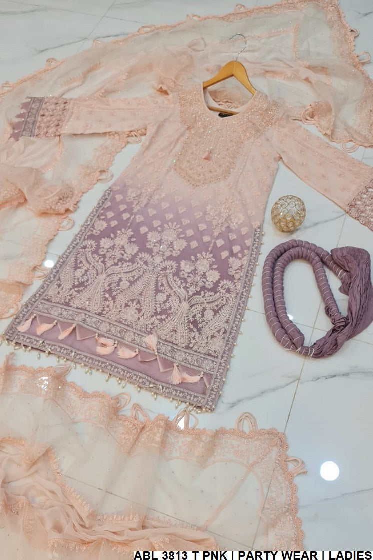 ABL 3813 Pakistani women's chiffon outfit full view