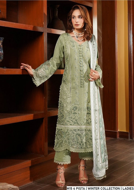 Pista green lawn Pakistani women's A-Line casual shirt side view