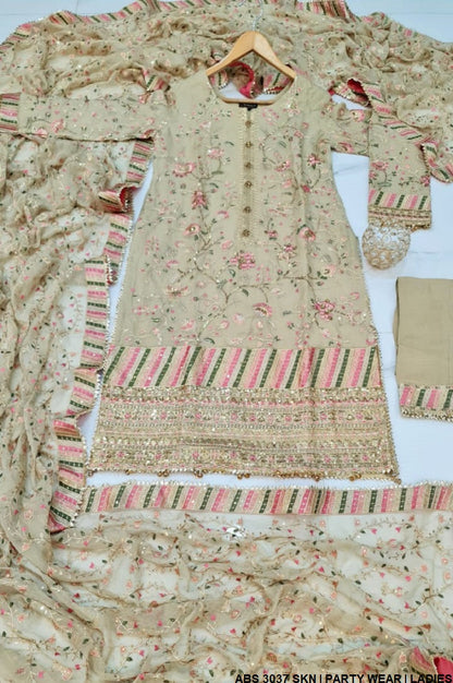 ABS 3037 Pakistani women's chiffon straight shirt full view