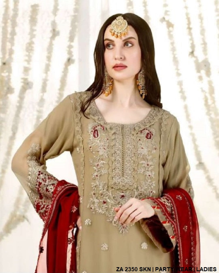 ZA 2350 chiffon Pakistani women's straight shirt side view
