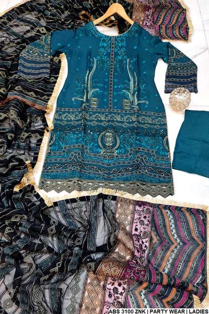 ABS 3100 Pakistani women's chiffon straight shirt detail view