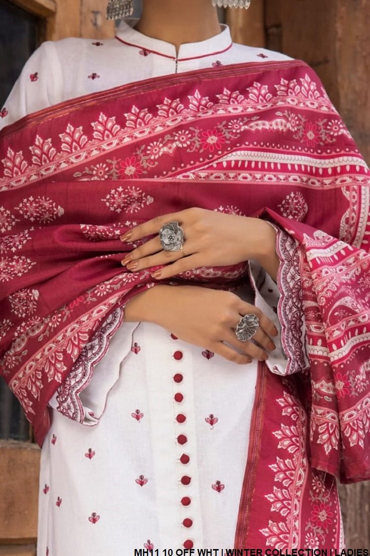 MH11 10 khaddar Pakistani women's straight shirt winter outfit side view