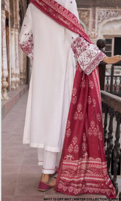 MH11 10 Pakistani women's khaddar winter suit back view