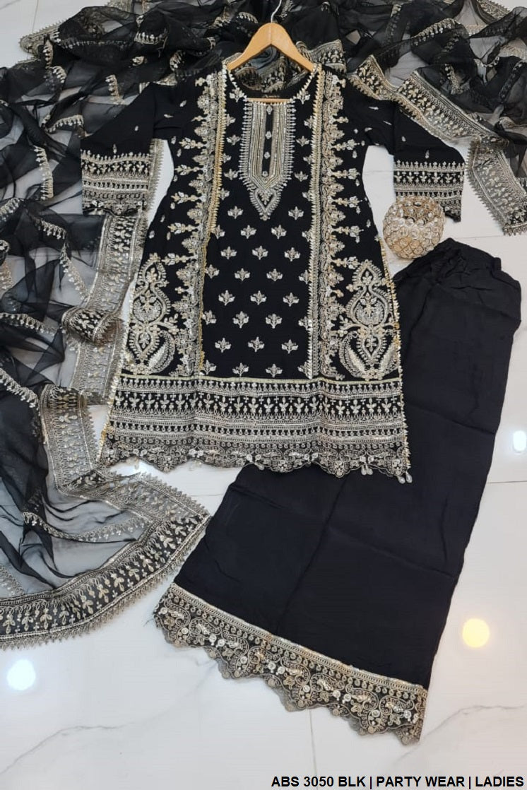ABS 3050 Pakistani women's chiffon straight shirt full view