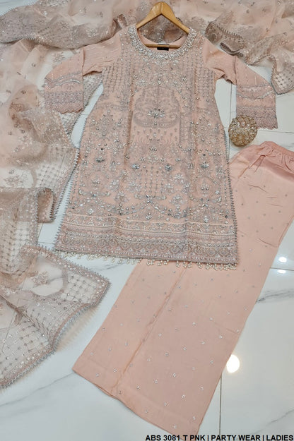 ABS 3081 chiffon Pakistani women's straight shirt with plazo side view