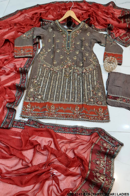 ABS 3143 Pakistani women's chiffon outfit full view