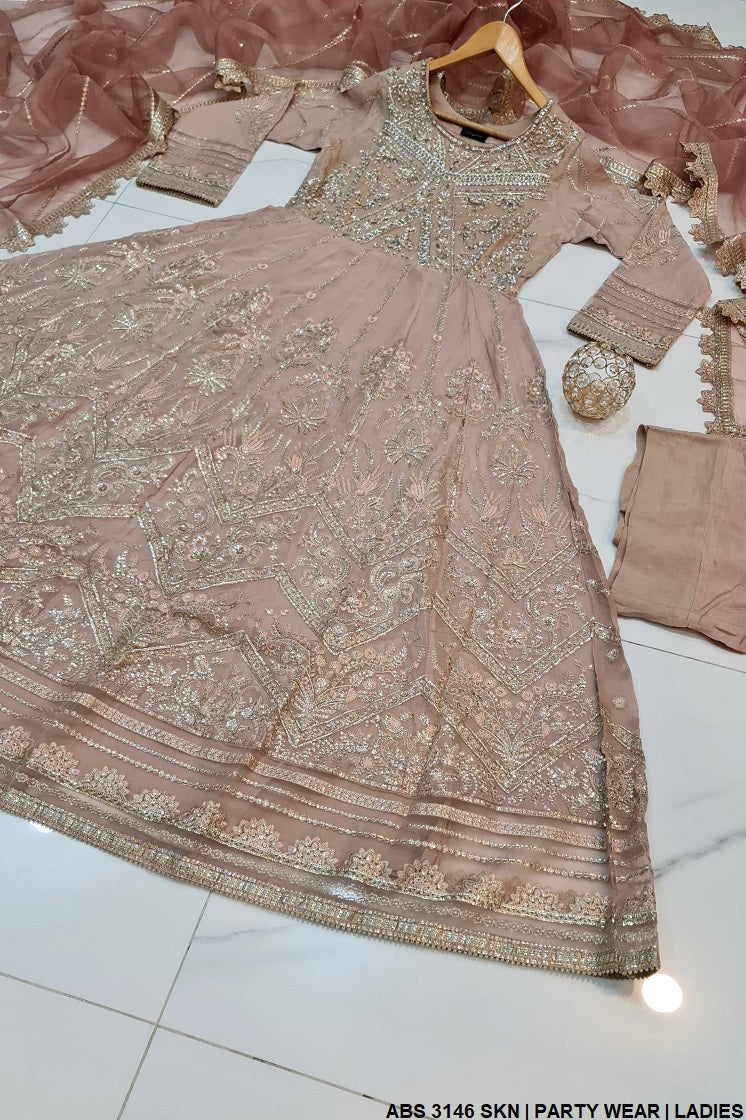 ABS 3146 Pakistani women's chiffon formal maxi back view