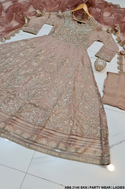 ABS 3146 Pakistani women's chiffon formal maxi back view