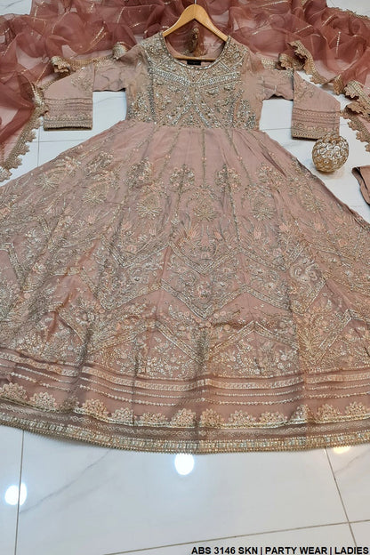 ABS 3146 Pakistani women's chiffon long maxi detail view