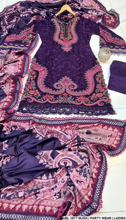 ABL 3877 Pakistani women's chiffon A-Line outfit detail view
